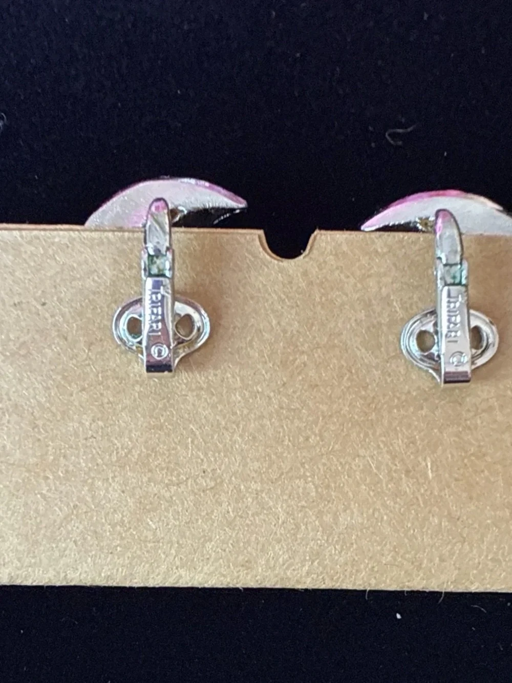 Trifari Silver-Tone Curved Crescent Clip-On Earrings